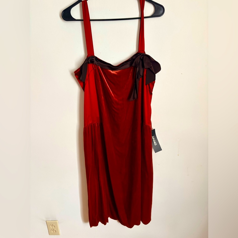DKNY Rust Velvet Flapper Dress size 14 NWT